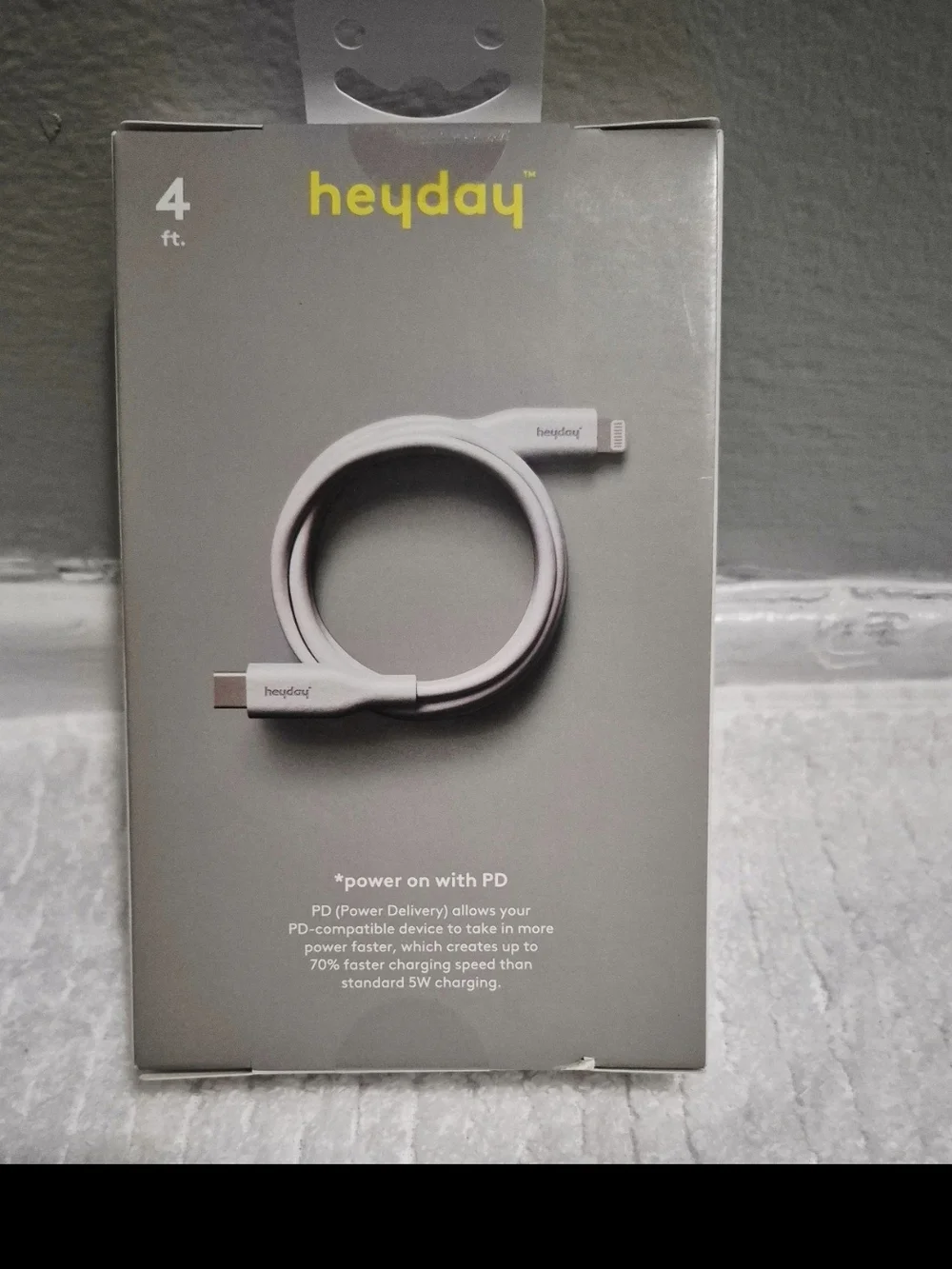 heyday Soft-Touch Fast Charging Cable - Light Gray